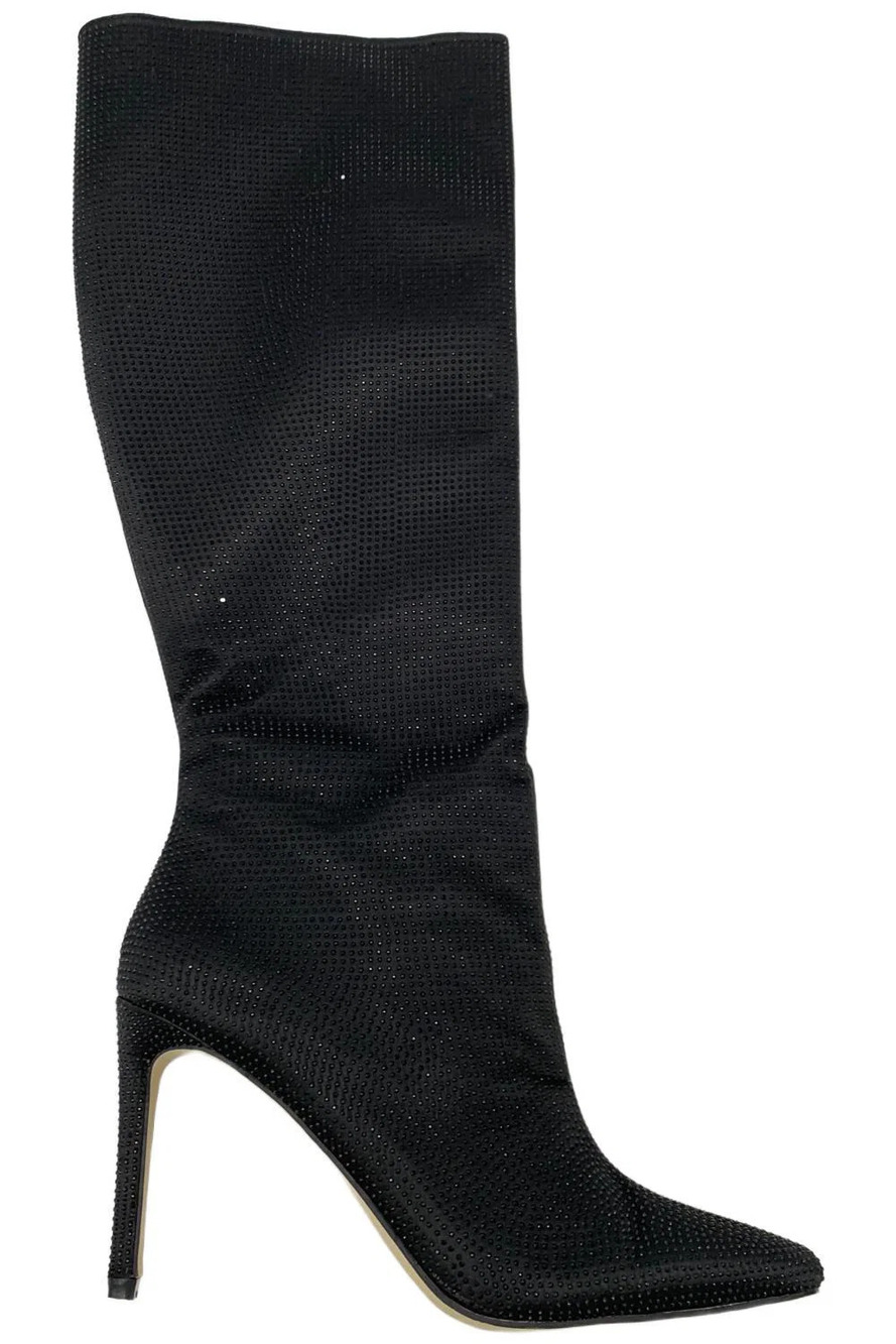 Lady Couture of NY Women's Diamond Heeled Tall Shaft Boot Black - Medium